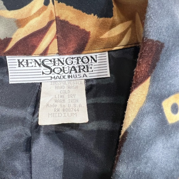 Vintage Kensington Square USA Womens MP Black Brown Floral Single Button Blazer - Picture 3 of 11